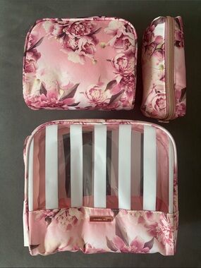 Pink Floral Cosmetic Bag Set by Sophia Joy
